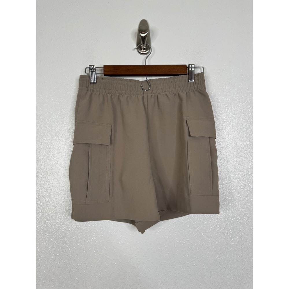 Aritzia Wilfred Cargo Shorts Taupe Brown Elastic Waist Textured Fabric XS 119291